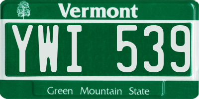 VT license plate YWI539