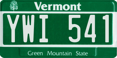 VT license plate YWI541