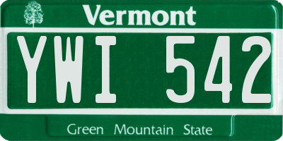 VT license plate YWI542