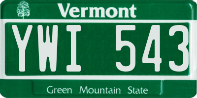 VT license plate YWI543
