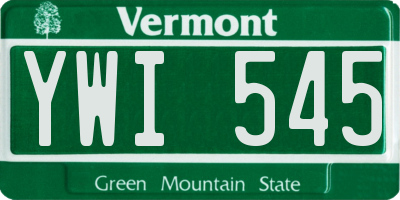 VT license plate YWI545