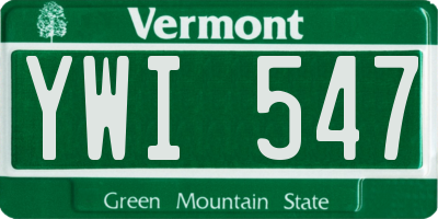 VT license plate YWI547