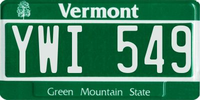 VT license plate YWI549