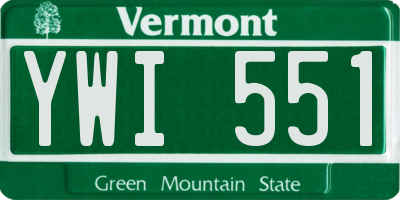 VT license plate YWI551