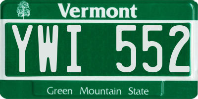 VT license plate YWI552