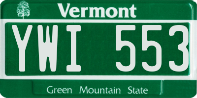 VT license plate YWI553
