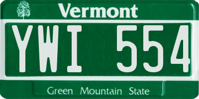 VT license plate YWI554