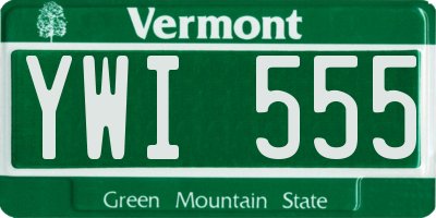 VT license plate YWI555