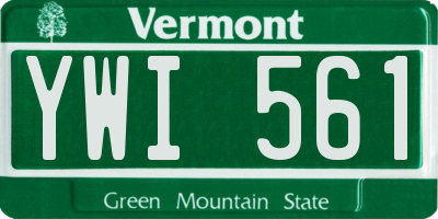 VT license plate YWI561