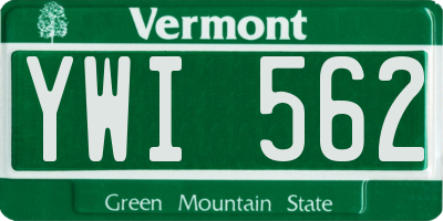 VT license plate YWI562