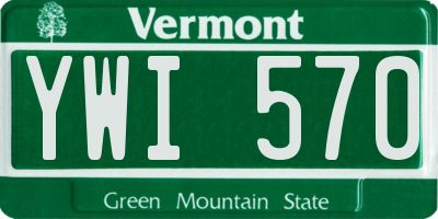 VT license plate YWI570