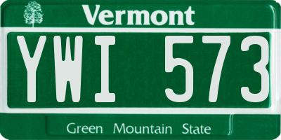 VT license plate YWI573