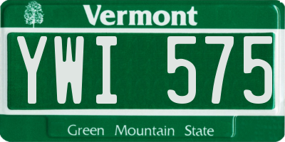 VT license plate YWI575