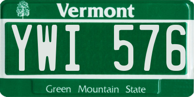 VT license plate YWI576