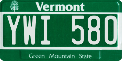 VT license plate YWI580