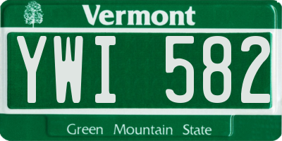 VT license plate YWI582