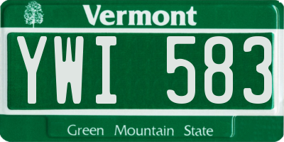 VT license plate YWI583