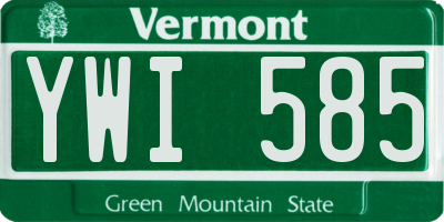 VT license plate YWI585