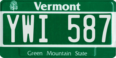 VT license plate YWI587