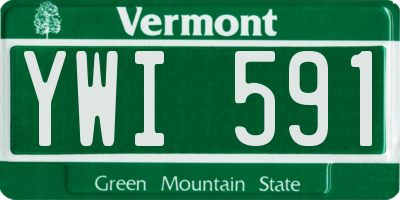 VT license plate YWI591