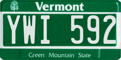 VT license plate YWI592