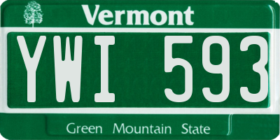 VT license plate YWI593