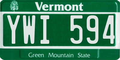 VT license plate YWI594