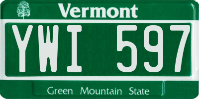 VT license plate YWI597