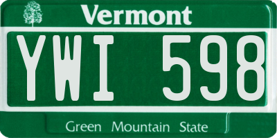 VT license plate YWI598