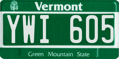 VT license plate YWI605