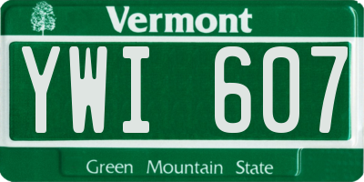 VT license plate YWI607
