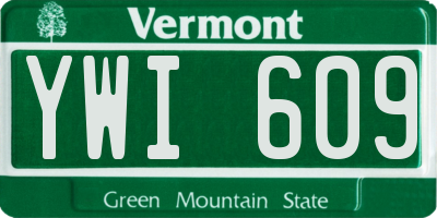 VT license plate YWI609