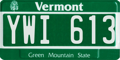 VT license plate YWI613