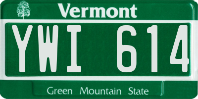 VT license plate YWI614