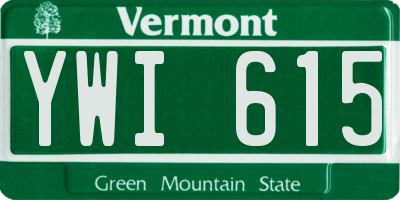 VT license plate YWI615