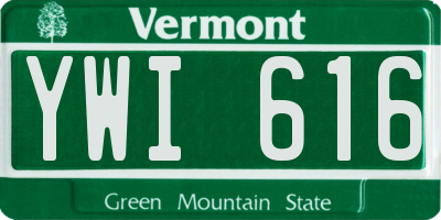 VT license plate YWI616