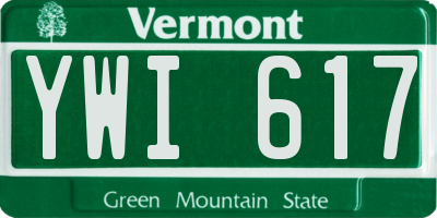 VT license plate YWI617