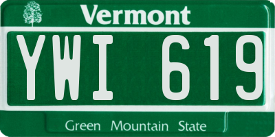 VT license plate YWI619