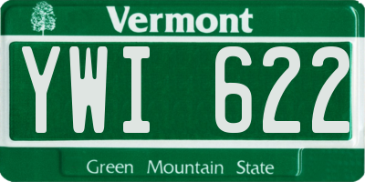 VT license plate YWI622