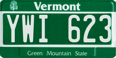 VT license plate YWI623
