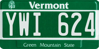 VT license plate YWI624
