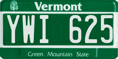 VT license plate YWI625