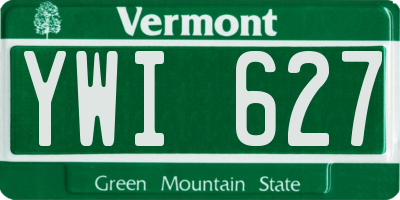 VT license plate YWI627