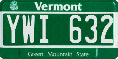 VT license plate YWI632