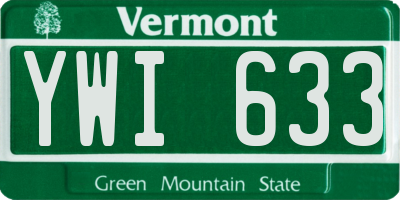 VT license plate YWI633