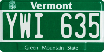 VT license plate YWI635