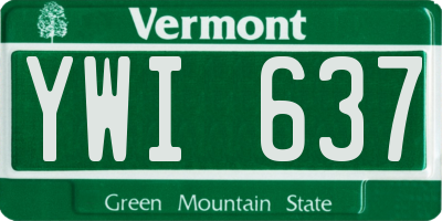 VT license plate YWI637