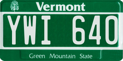 VT license plate YWI640