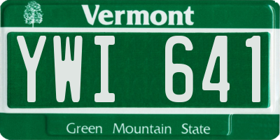 VT license plate YWI641