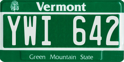 VT license plate YWI642